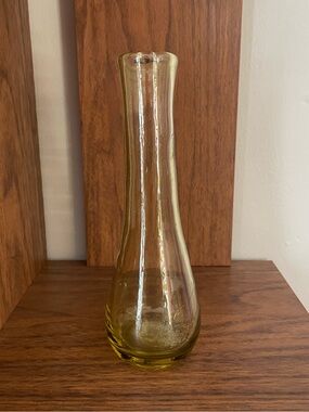Hand Blown Yellow Swung Bud Vase Pontil Mark